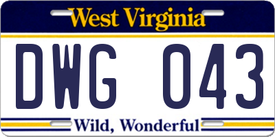 WV license plate DWG043