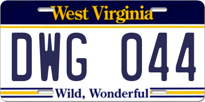 WV license plate DWG044