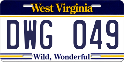 WV license plate DWG049