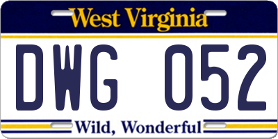 WV license plate DWG052