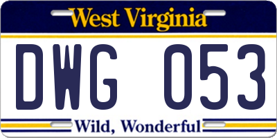 WV license plate DWG053