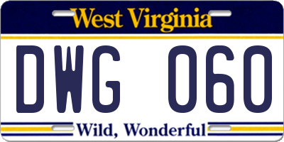 WV license plate DWG060