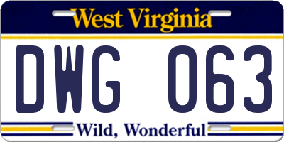 WV license plate DWG063