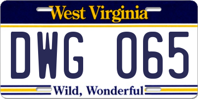WV license plate DWG065