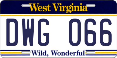 WV license plate DWG066