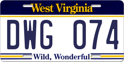 WV license plate DWG074