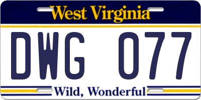 WV license plate DWG077