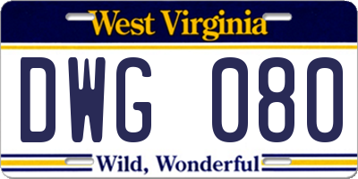WV license plate DWG080