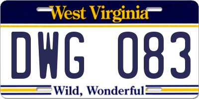 WV license plate DWG083
