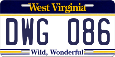 WV license plate DWG086