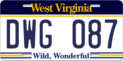 WV license plate DWG087