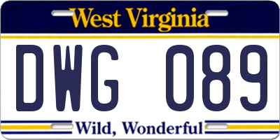 WV license plate DWG089