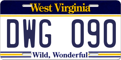 WV license plate DWG090
