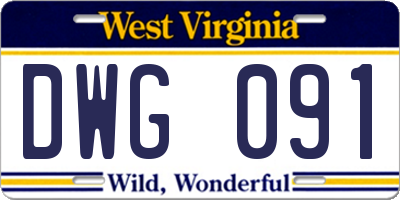WV license plate DWG091