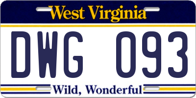 WV license plate DWG093
