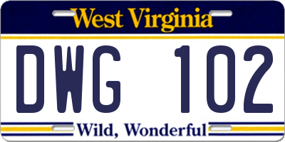 WV license plate DWG102