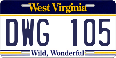 WV license plate DWG105