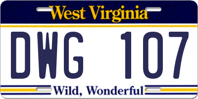 WV license plate DWG107