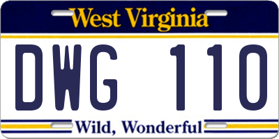 WV license plate DWG110