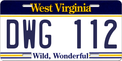 WV license plate DWG112