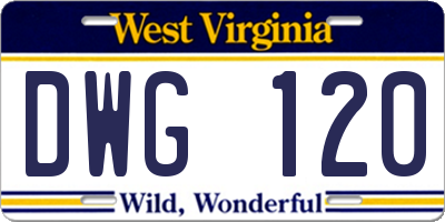WV license plate DWG120