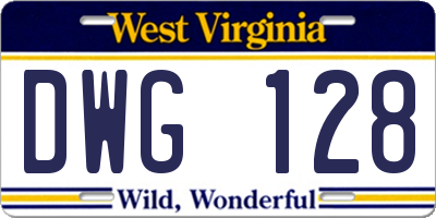 WV license plate DWG128