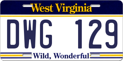 WV license plate DWG129