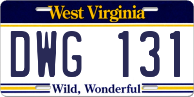 WV license plate DWG131