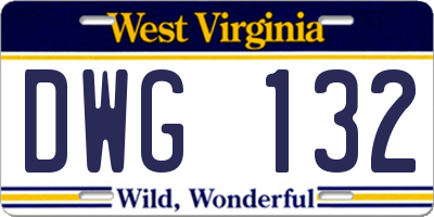 WV license plate DWG132