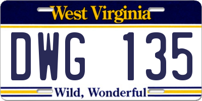 WV license plate DWG135
