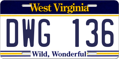 WV license plate DWG136