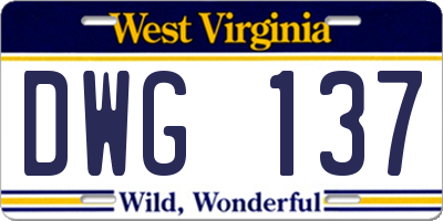 WV license plate DWG137