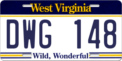 WV license plate DWG148