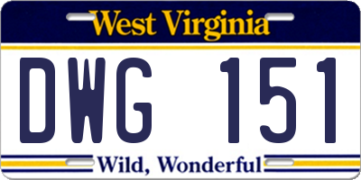 WV license plate DWG151