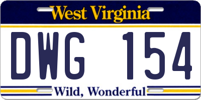 WV license plate DWG154