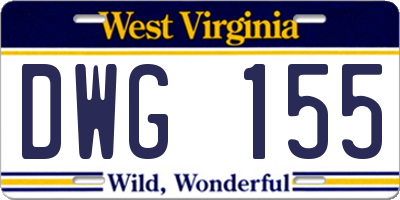 WV license plate DWG155