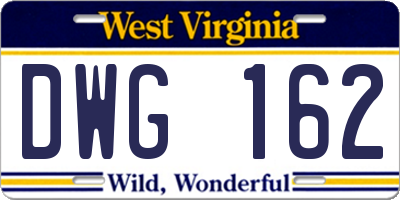 WV license plate DWG162
