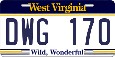 WV license plate DWG170