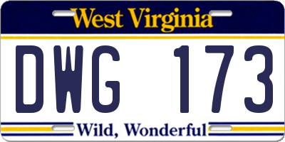 WV license plate DWG173