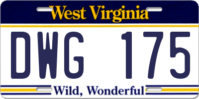 WV license plate DWG175