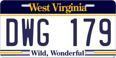 WV license plate DWG179