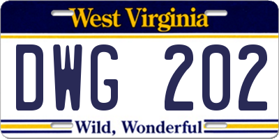 WV license plate DWG202