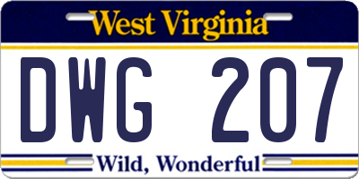 WV license plate DWG207