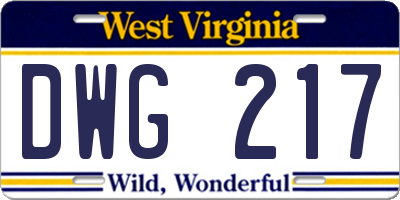 WV license plate DWG217