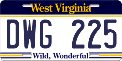 WV license plate DWG225