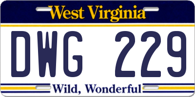 WV license plate DWG229