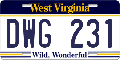 WV license plate DWG231