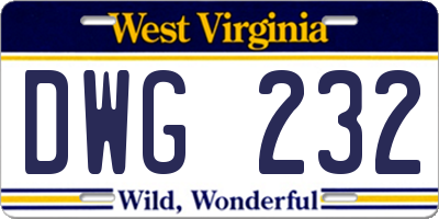 WV license plate DWG232