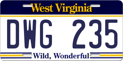 WV license plate DWG235