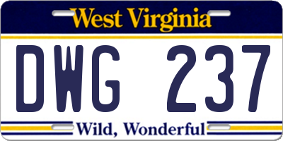 WV license plate DWG237